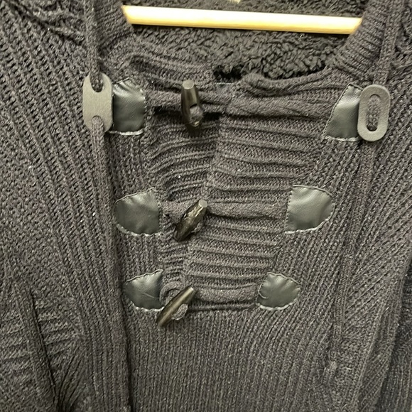 Men’s 2XL X-Ray Black Hooded Cable Knit Sweatshirt/Sweater - Picture 4 of 6